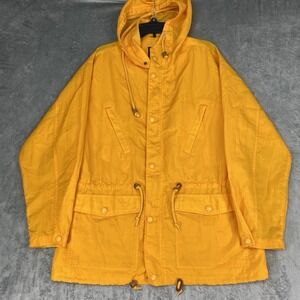 Vtg Gap Jacket Mens Size Small Yellow Rain Full Zip Snap Pockets Synch Waist 90s